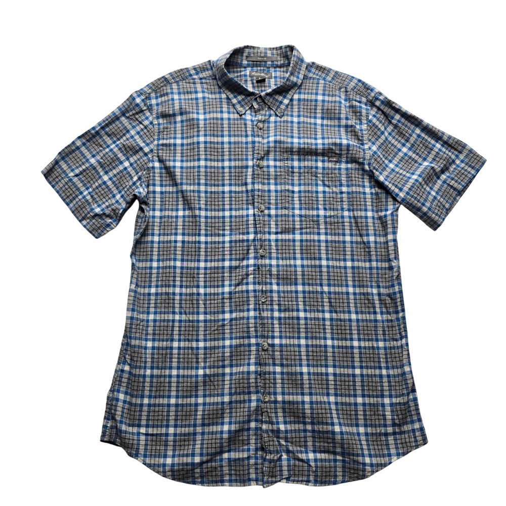 Eddie Bauer Plaid Button Up Blue Classic Fit Tall Large